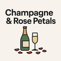 Champagne & Rose Petals On Bed